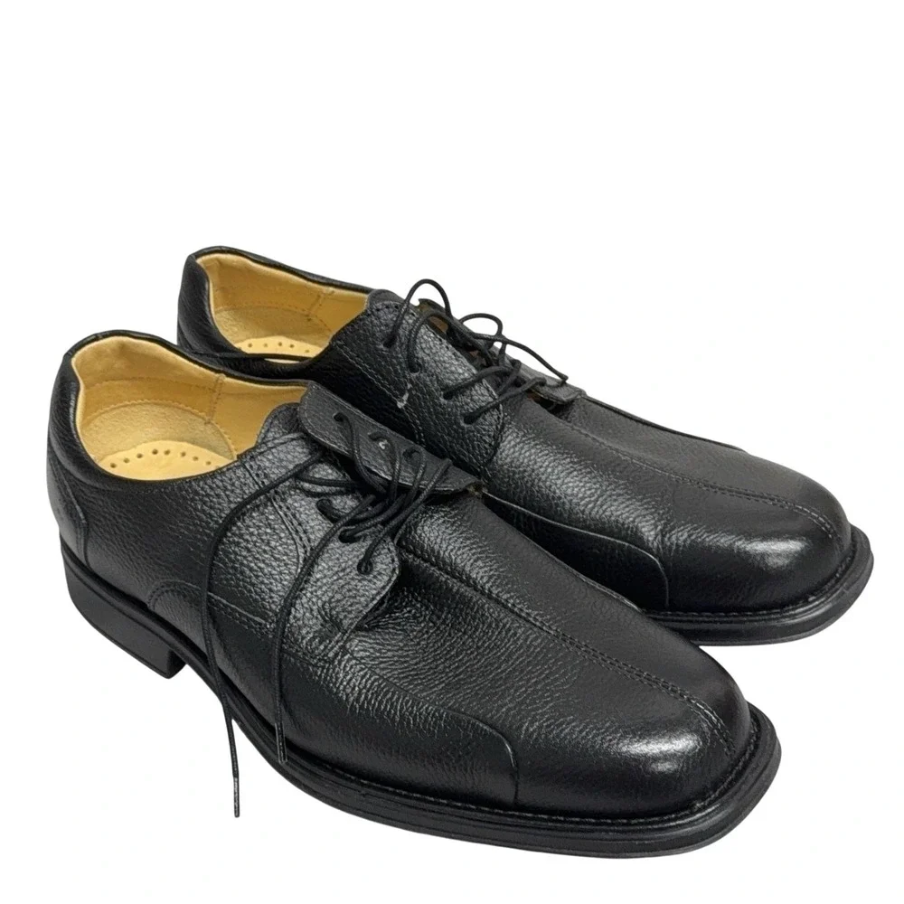 Studio Belvedere Baybridge Shoes Mens Size 10.5 Black Leather Derby Square Toe